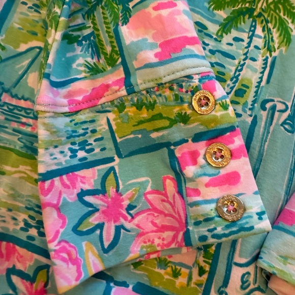 Lilly Pulitzer Tropical Green and Pink Long Sleeve Dress - Picture 3 of 6